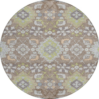 Piper Looms Chantille Oriental ACN1002 Taupe Machine Washable Area Rug Round Main Image