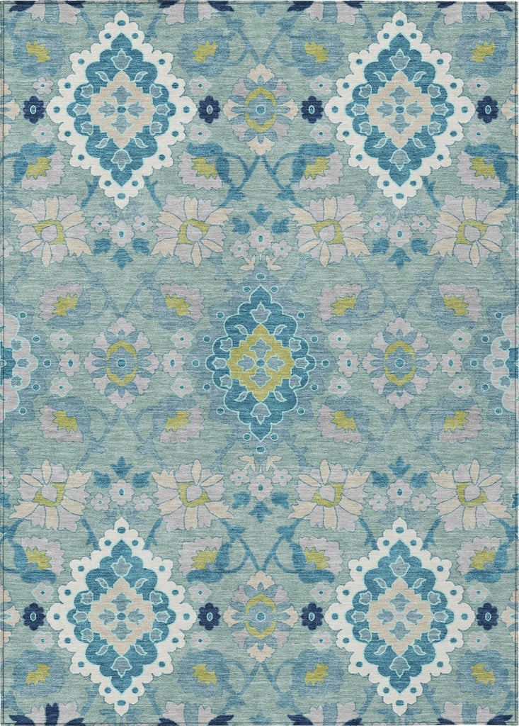 Piper Looms Chantille Oriental ACN1002 Teal Machine Washable Area Rug main image