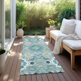Piper Looms Chantille Oriental ACN1002 Teal Machine Washable Area Rug Runner Outdoor Lifestyle Image Feature