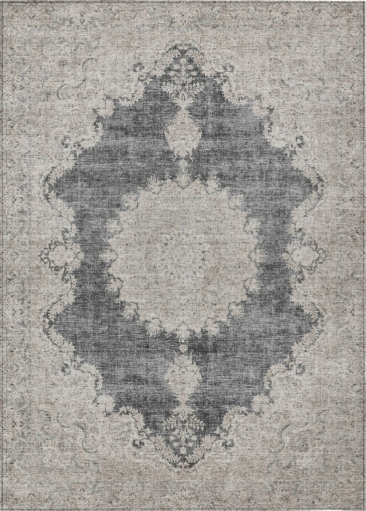 Piper Looms Chantille Oriental ACN1003 Black Machine Washable Area Rug main image
