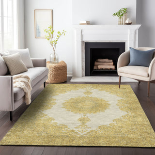 Piper Looms Chantille Oriental ACN1003 Gold Machine Washable Area Rug Lifestyle Image Feature