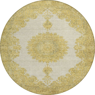 Piper Looms Chantille Oriental ACN1003 Gold Machine Washable Area Rug Round Main Image