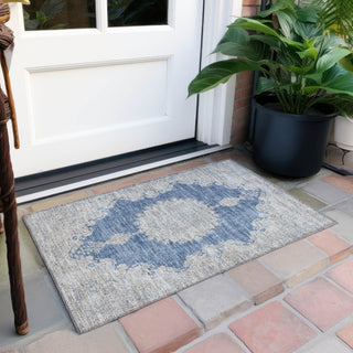 Piper Looms Chantille Oriental ACN1003 Navy Machine Washable Area Rug Scatter Outdoor Lifestyle Image Feature