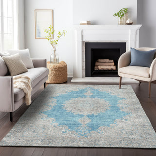 Piper Looms Chantille Oriental ACN1003 Teal Machine Washable Area Rug Lifestyle Image Feature