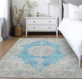 Piper Looms Chantille Oriental ACN1003 Teal Machine Washable Area Rug Lifestyle Image Feature