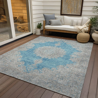 Piper Looms Chantille Oriental ACN1003 Teal Machine Washable Area Rug Outdoor Lifestyle Image Feature