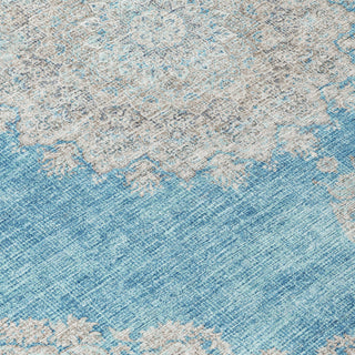 Piper Looms Chantille Oriental ACN1003 Teal Machine Washable Area Rug Swatch Image