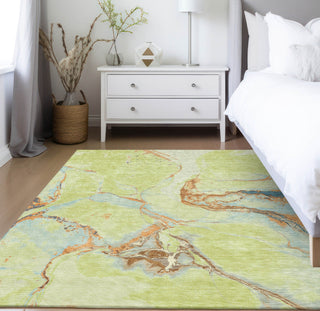 Piper Looms Chantille Abstract ACN1005 Aloe Machine Washable Area Rug Lifestyle Image Feature