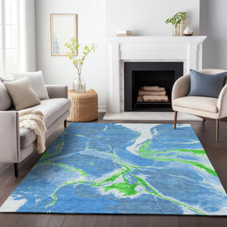 Piper Looms Chantille Abstract ACN1005 Denim Machine Washable Area Rug Lifestyle Image Feature