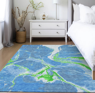 Piper Looms Chantille Abstract ACN1005 Denim Machine Washable Area Rug Lifestyle Image Feature