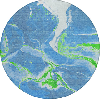 Piper Looms Chantille Abstract ACN1005 Denim Machine Washable Area Rug Round Main Image