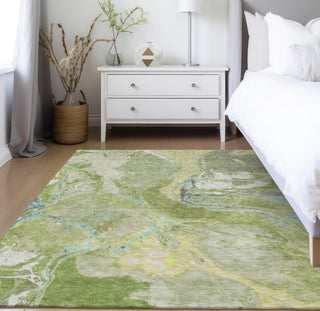 Piper Looms Chantille Abstract ACN1005 Green Machine Washable Area Rug Lifestyle Image Feature