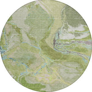 Piper Looms Chantille Abstract ACN1005 Green Machine Washable Area Rug Round Main Image