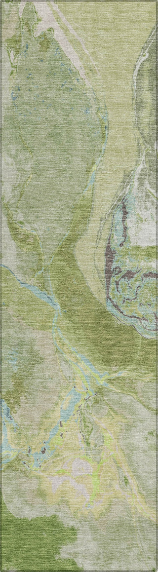 Piper Looms Chantille Abstract ACN1005 Green Machine Washable Area Rug Runner Main Image