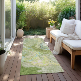 Piper Looms Chantille Abstract ACN1005 Green Machine Washable Area Rug Runner Outdoor Lifestyle Image Feature