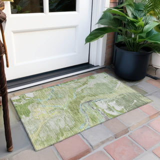 Piper Looms Chantille Abstract ACN1005 Green Machine Washable Area Rug Scatter Outdoor Lifestyle Image Feature