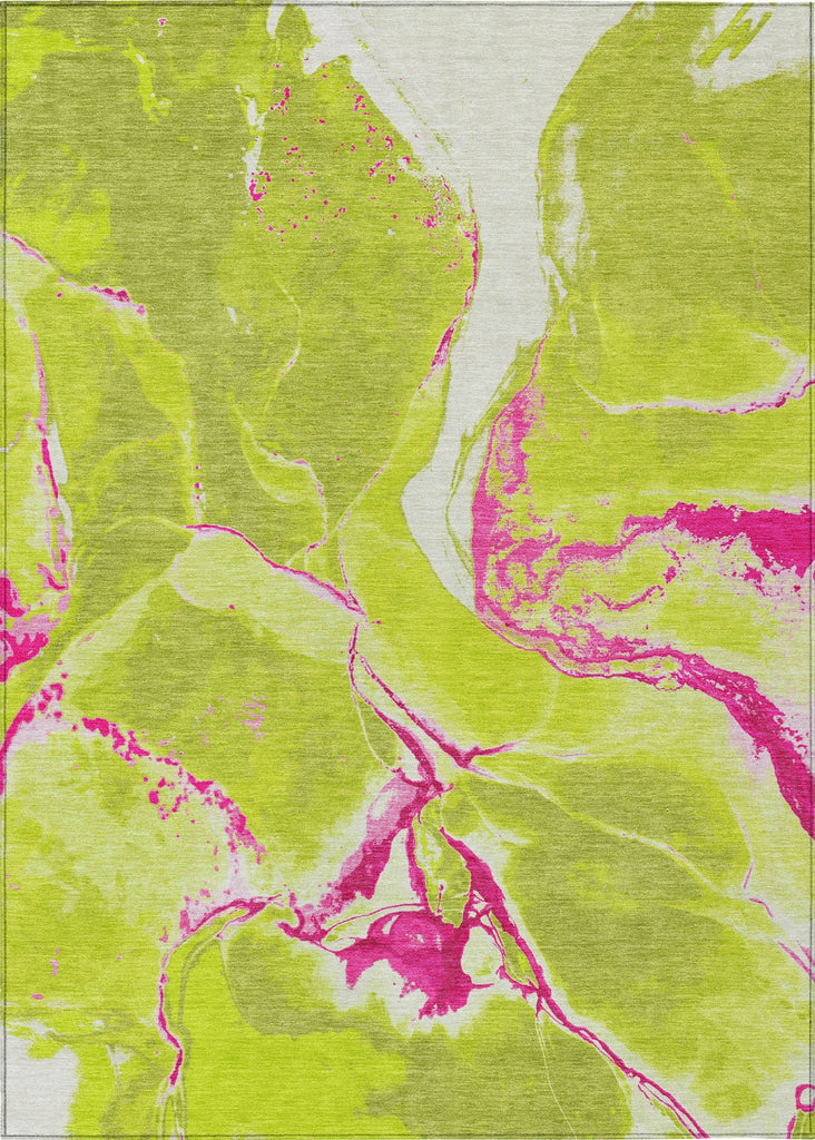 Piper Looms Chantille Abstract ACN1005 Lime Machine Washable Area Rug main image