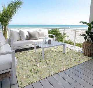 Piper Looms Chantille Floral ACN1006 Aloe Machine Washable Area Rug Outdoor Lifestyle Image Feature