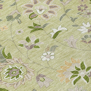 Piper Looms Chantille Floral ACN1006 Aloe Machine Washable Area Rug Swatch Image