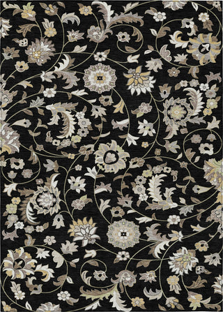 Piper Looms Chantille Floral ACN1006 Black Machine Washable Area Rug main image