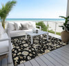 Piper Looms Chantille Floral ACN1006 Black Machine Washable Area Rug Outdoor Lifestyle Image Feature