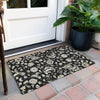 Piper Looms Chantille Floral ACN1006 Black Machine Washable Area Rug Scatter Outdoor Lifestyle Image Feature