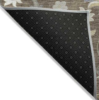 Piper Looms Chantille Floral ACN1006 Chocolate Machine Washable Area Rug Backing Image