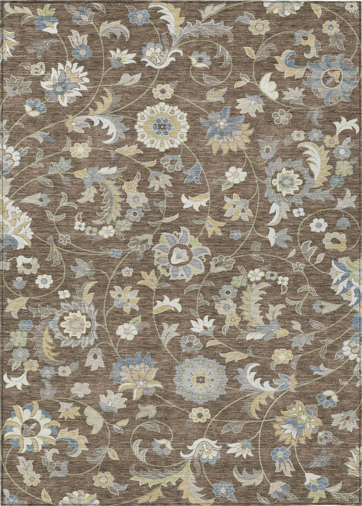 Piper Looms Chantille Floral ACN1006 Chocolate Machine Washable Area Rug main image