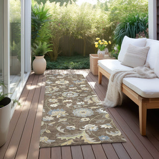 Piper Looms Chantille Floral ACN1006 Chocolate Machine Washable Area Rug Runner Outdoor Lifestyle Image Feature