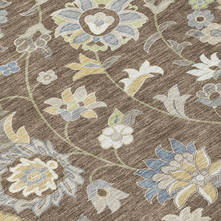Piper Looms Chantille Floral ACN1006 Chocolate Machine Washable Area Rug Swatch Image