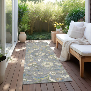 Piper Looms Chantille Floral ACN1006 Gray Machine Washable Area Rug Runner Outdoor Lifestyle Image Feature