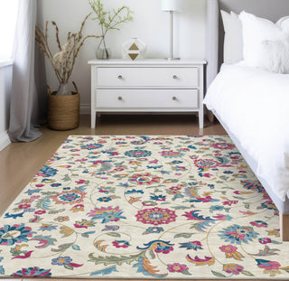 Piper Looms Chantille Floral ACN1006 Linen Machine Washable Area Rug Lifestyle Image Feature