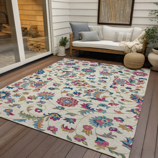 Piper Looms Chantille Floral ACN1006 Linen Machine Washable Area Rug Outdoor Lifestyle Image Feature
