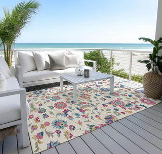 Piper Looms Chantille Floral ACN1006 Linen Machine Washable Area Rug Outdoor Lifestyle Image Feature