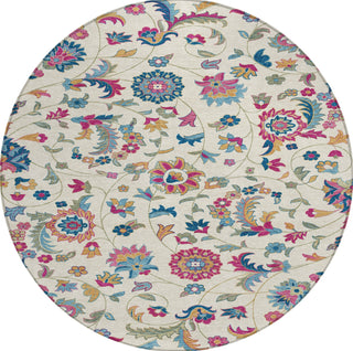 Piper Looms Chantille Floral ACN1006 Linen Machine Washable Area Rug Round Main Image
