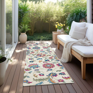 Piper Looms Chantille Floral ACN1006 Linen Machine Washable Area Rug Runner Outdoor Lifestyle Image Feature