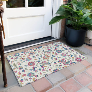 Piper Looms Chantille Floral ACN1006 Linen Machine Washable Area Rug Scatter Outdoor Lifestyle Image Feature