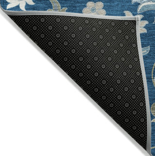 Piper Looms Chantille Floral ACN1006 Navy Machine Washable Area Rug Backing Image