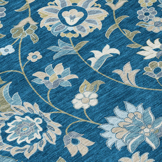 Piper Looms Chantille Floral ACN1006 Navy Machine Washable Area Rug Swatch Image