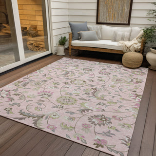 Piper Looms Chantille Floral ACN1006 Pink Machine Washable Area Rug Outdoor Lifestyle Image Feature