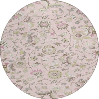 Piper Looms Chantille Floral ACN1006 Pink Machine Washable Area Rug Round Main Image