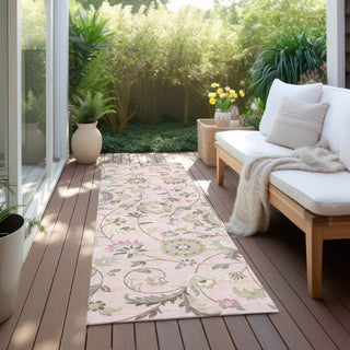 Piper Looms Chantille Floral ACN1006 Pink Machine Washable Area Rug Runner Outdoor Lifestyle Image Feature