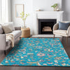 Piper Looms Chantille Floral ACN1006 Teal Machine Washable Area Rug Lifestyle Image Feature