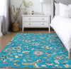 Piper Looms Chantille Floral ACN1006 Teal Machine Washable Area Rug Lifestyle Image Feature