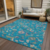Piper Looms Chantille Floral ACN1006 Teal Machine Washable Area Rug Outdoor Lifestyle Image Feature