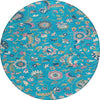 Piper Looms Chantille Floral ACN1006 Teal Machine Washable Area Rug Round Main Image