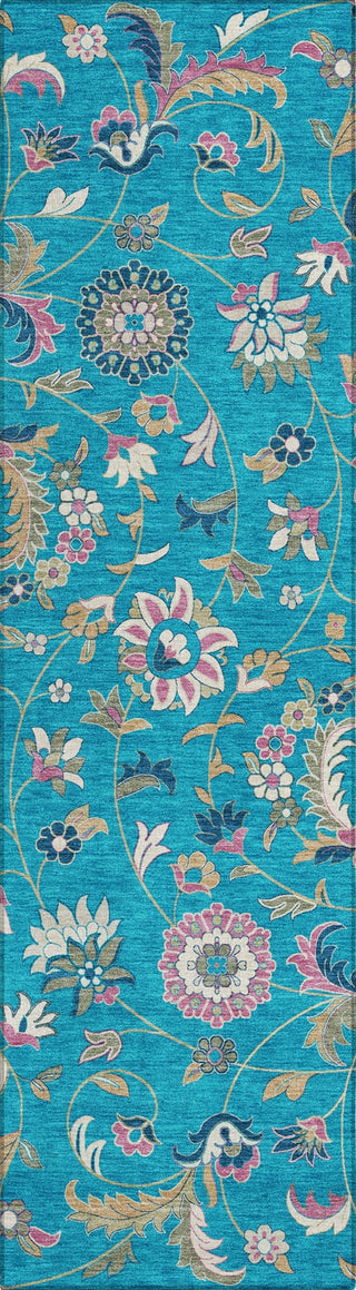 Piper Looms Chantille Floral ACN1006 Teal Machine Washable Area Rug Runner Main Image