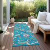 Piper Looms Chantille Floral ACN1006 Teal Machine Washable Area Rug Runner Outdoor Lifestyle Image Feature