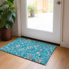 Piper Looms Chantille Floral ACN1006 Teal Machine Washable Area Rug Scatter Lifestyle Image Feature