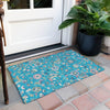 Piper Looms Chantille Floral ACN1006 Teal Machine Washable Area Rug Scatter Outdoor Lifestyle Image Feature